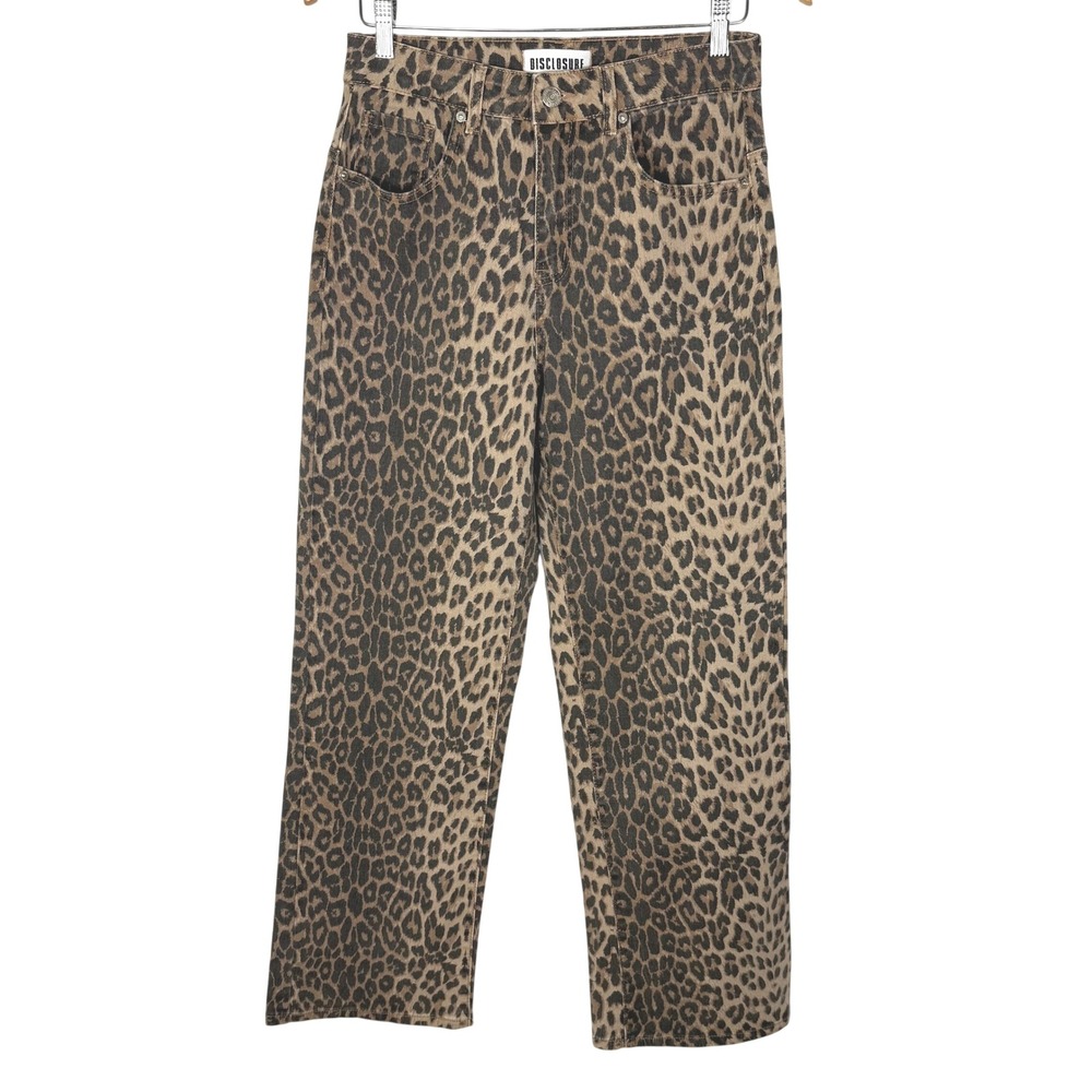 Disclosure Leopard Wide Leg Jeans 7/28 EUC Indie Sleaze Statement Streetwear